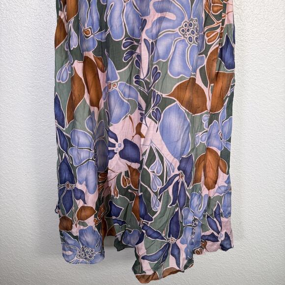 Here Comes The Sun Dress Womens Medium Floral Midi One Shoulder Resort Party NEW - Picture 5 of 13